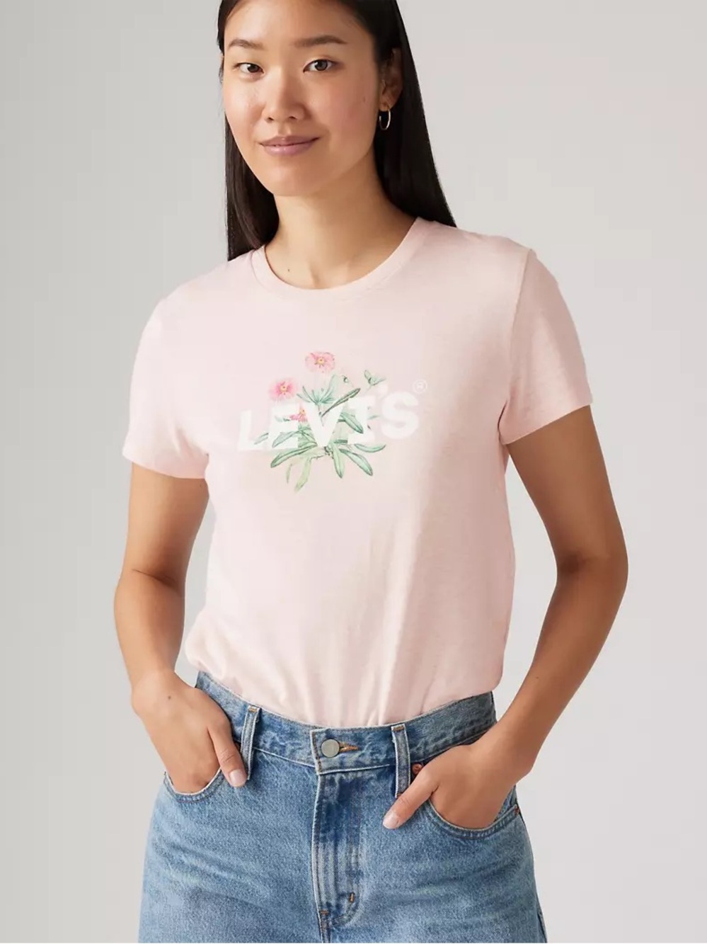 Levi's Pink Floral Graphic Crewneck Tee Size Large - Picture 6 of 7